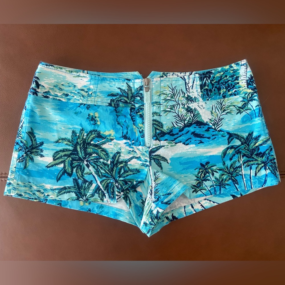 Palm-Print Mini Shorts